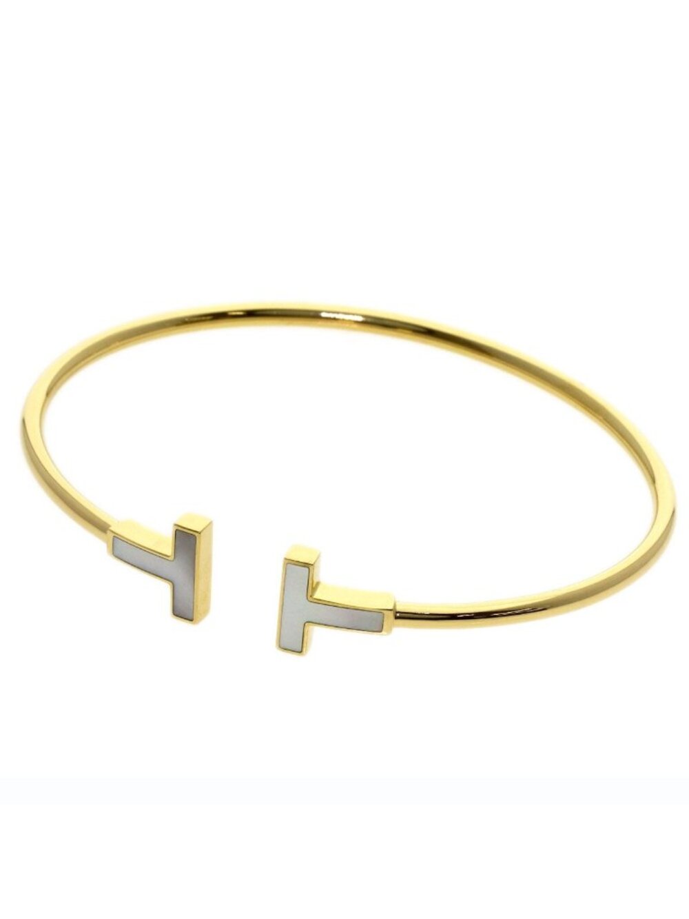 Tiffany & Co T Wire Shell Bracelet 18k Yellow Gold